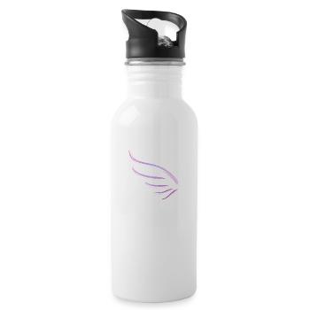 rosa glitzer flügel engel symbol fliegen - Trinkflasche mit integriertem Trinkhalm - Weiß - Rechts