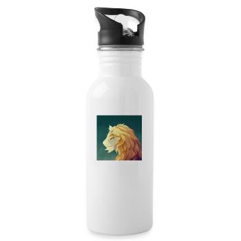 Tête de lion - Gourde avec paille intégrée - blanc - Droite