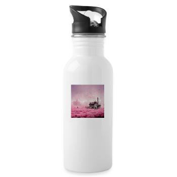 Post apocalyptic pink wonderland - Water bottle with straw - white - Right