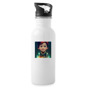 Smiling child - Water bottle with straw - white - Right