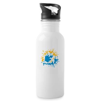 Bunter Tropfen 2 Koi - Trinkflasche mit integriertem Trinkhalm - Weiß - Rechts