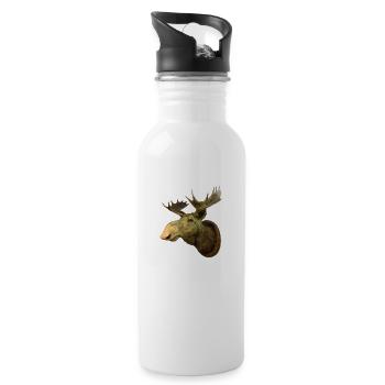 Moose head - Water bottle with straw - white - Right