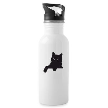Drôle de chat noir - Gourde avec paille intégrée - blanc - Droite