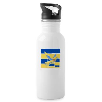Frieden Friedenstaube auf der Ukrainischen Flagge - Trinkflasche mit integriertem Trinkhalm - Weiß - Rechts