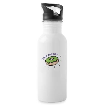fuck the diet green - Water bottle with straw - white - Right