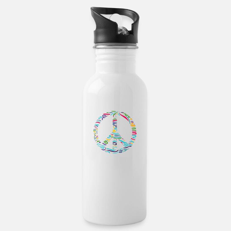 Friede - Trinkflasche mit integriertem Trinkhalm - Weiß