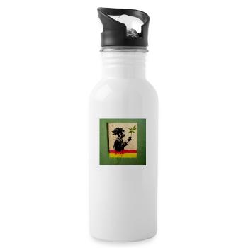 Rastafari smoking weed banksy style - Trinkflasche mit integriertem Trinkhalm - Weiß - Rechts