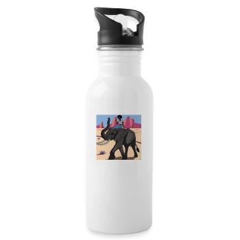 skinny black girl riding elephant - Trinkflasche mit integriertem Trinkhalm - Weiß - Rechts