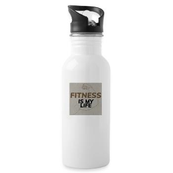 Fitness is my life - Water bottle with straw - white - Right