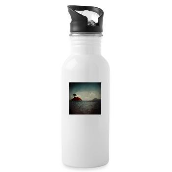 Insel Liebesmalerei - Trinkflasche mit integriertem Trinkhalm - Weiß - Rechts