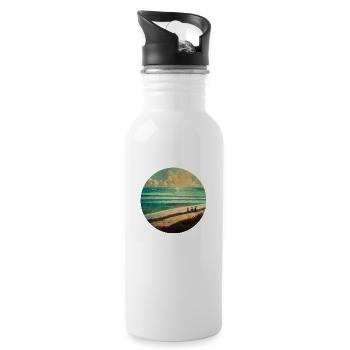 Family beach lighthouse - Trinkflasche mit integriertem Trinkhalm - Weiß - Rechts