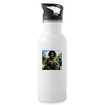 Schöne US Army Combat Medical Painting - Trinkflasche mit integriertem Trinkhalm - Weiß - Rechts