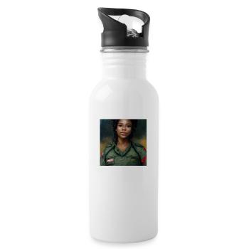 Beautiful Black Haitian Woman - Water bottle with straw - white - Right