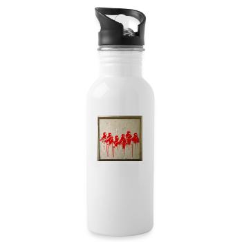 Graffiti de scène de guerre de style Banksy - Gourde avec paille intégrée - blanc - Droite