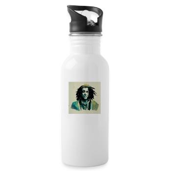 Peinture à croquis rastafari - Gourde avec paille intégrée - blanc - Droite