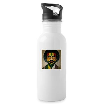 Mosaic Rasta painting - Water bottle with straw - white - Right