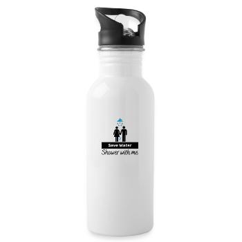 Save shower water you with me - Water bottle with straw - white - Right