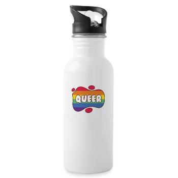 Queer et fier - Gourde avec paille intégrée - blanc - Droite