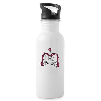 2 Amis Licorne Amour - Gourde avec paille intégrée - blanc - Droite