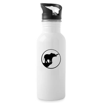 Klippe Mond Elefant Silhouette - Trinkflasche mit integriertem Trinkhalm - Weiß - Rechts