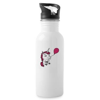 Happy Balloon Unicorn Comic - Water bottle with straw - white - Right