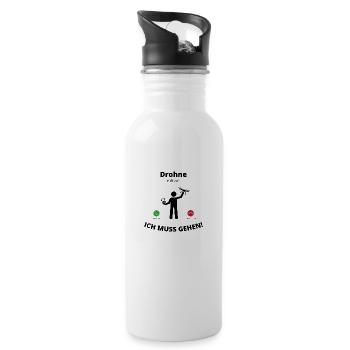 Drohne ruft an - Trinkflasche mit integriertem Trinkhalm - Weiß - Rechts