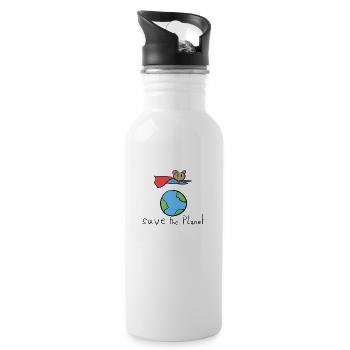 rette den Planeten erde symbol held fliegen - Trinkflasche mit integriertem Trinkhalm - Weiß - Rechts