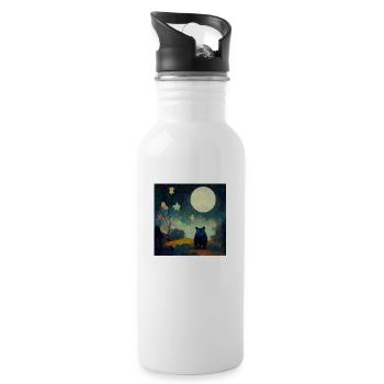 Ours au clair de lune - Gourde avec paille intégrée - blanc - Droite