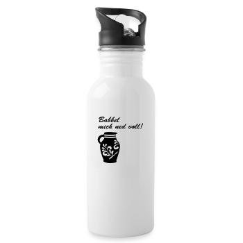 Babbel mich ned voll! #Bembel - Trinkflasche mit integriertem Trinkhalm - Weiß - Rechts