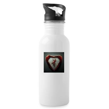 Herz Love Abstract Collection 12 - Trinkflasche mit integriertem Trinkhalm - Weiß - Rechts