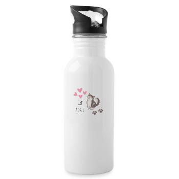 Cat Lover, amoureux des chats - Gourde avec paille intégrée - blanc - Droite