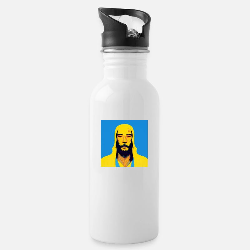 Ukranian Jesus - Trinkflasche mit integriertem Trinkhalm - Weiß