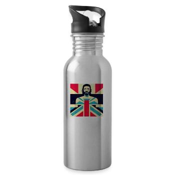 British Jesus - Water bottle with straw - silver - Right