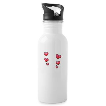 Herzen symbol liebe pink herz muster - Trinkflasche mit integriertem Trinkhalm - Weiß - Rechts