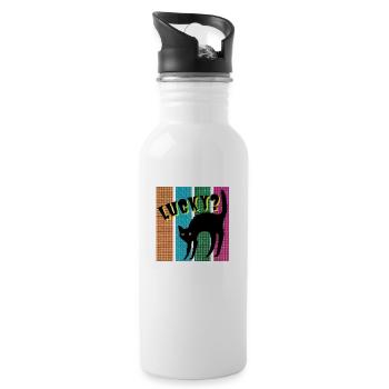 Lucky? cat - Trinkflasche mit integriertem Trinkhalm - Weiß - Rechts