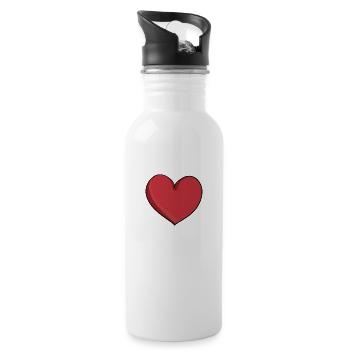 red cartoon heart symbol love - Water bottle with straw - white - Right