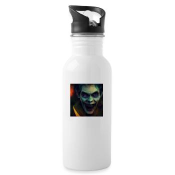 Halloween Scary Joker - Water bottle with straw - white - Right