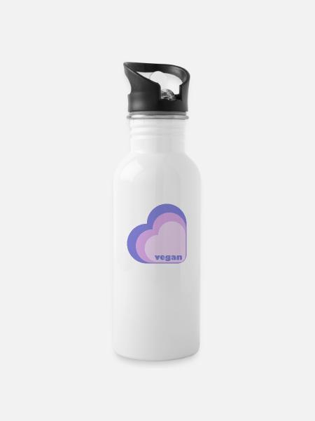 Vegan Lilac Heart - Water bottle with straw - white