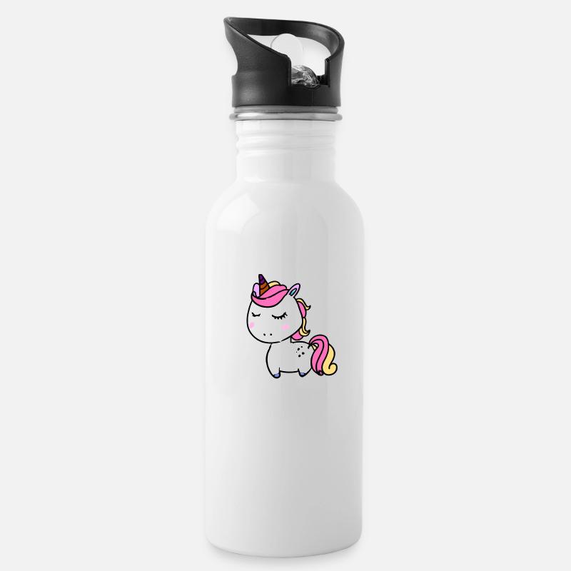 Licorne - Gourde avec paille intégrée - blanc