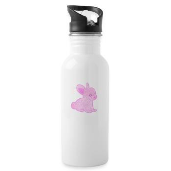 Lapin Symbole Animal Bébé rose paillettes - Gourde avec paille intégrée - blanc - Droite