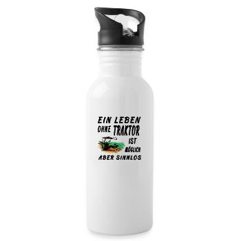 Traktor - Trinkflasche mit integriertem Trinkhalm - Weiß - Rechts