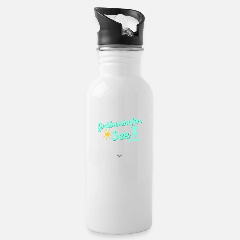 Spreewald Vetschau Gräbendorfer See - Trinkflasche mit integriertem Trinkhalm - Weiß