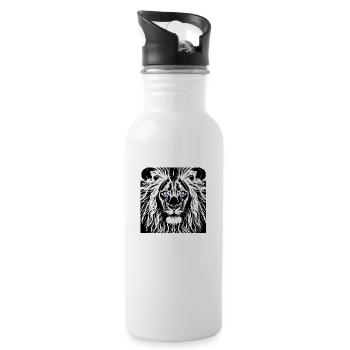 BLACK AND WHITE LION GOD - Water bottle with straw - white - Right