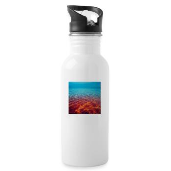 Ruhiges Regenbogenmeer - Trinkflasche mit integriertem Trinkhalm - Weiß - Rechts