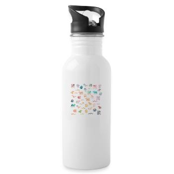 Aztec Figures - Water bottle with straw - white - Right