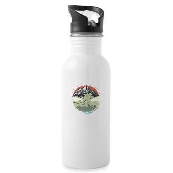 vintage ski retro skier mountain funny ski gift - Water bottle with straw - white - Right