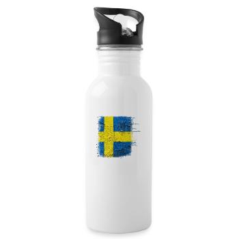 Schweden Schweden Wikinger Norden Skandinavien Mittsommer - Trinkflasche mit integriertem Trinkhalm - Weiß - Rechts