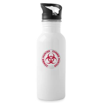zombie hunter Halloween Quote - Water bottle with straw - white - Right