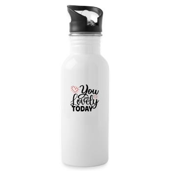 You look lovely today - Trinkflasche mit integriertem Trinkhalm - Weiß - Rechts