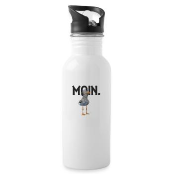 Moin Möwe Lustig Seemann Begrüssung Küste Norden - Trinkflasche mit integriertem Trinkhalm - Weiß - Rechts